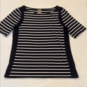 Anne Klein Black and White Fitted Graphic Tee